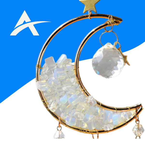 Pendente Esfera Multifacetada Lua com Quartzo